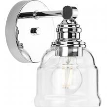  P300373-015 - Ambrose Collection One-Light Farmhouse Polished Chrome Clear Glass Bath Vanity Light