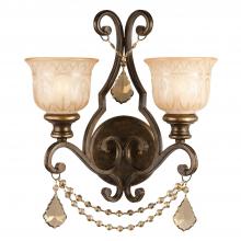 Crystorama 7502-BU-GT-MWP - Norwalk 2 Light Golden Teak Hand Cut Crystal Bronze Umber Sconce