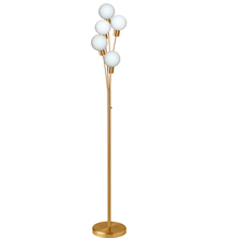  306F-AGB - 5 Light Incandescent Floor Lamp Aged Brass Finish with White Glass