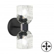  VLA-102W-MB-CLR - 2LT Wall Sconce, MB w/ CLR Water Glass