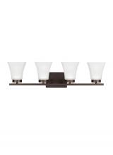 Generation Lighting 4411604EN3-710 - Bayfield contemporary 4-light LED indoor dimmable bath vanity wall sconce in bronze finish with sati