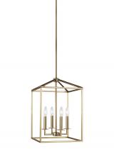 Generation Lighting 5215004EN-848 - Perryton transitional 4-light LED indoor dimmable small ceiling pendant hanging chandelier light in