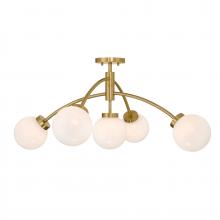 Savoy House Canada 6-6199-5-322 - Redfield 5-Light Convertible Semi-Flush or Pendant in Warm Brass