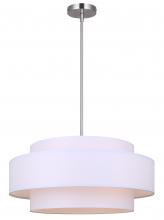 Canarm ICH1148A03BN22 - LANDRA, 3 Lt 22&#34; Wide Rod Chandelier, White Fabric Shade, 60W Type A, 22&#34; W x 18 - 60&#34; H