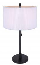 Canarm ITL288A24BK - CARMYNN 24.25 in. Black Table Lamp with White Ribbed Fabric Shade and Pull Chain Switch