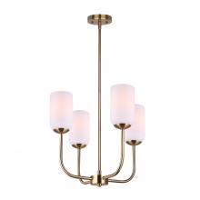 Canarm ICH1130A04GD - NOVALEE, ICH1130A04GD, 4 Lt Rod Chandelier, Flat Opal Glass, 60W Type A, 19&#34; W x 23.5 - 53.5&#34