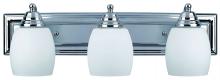 Canarm IVL259A03CH - Griffin, 3 Light Vanity, Flat Opal Glass, 100 W Type A, 24&#34; W x 7 1/4&#34; H x 7 1/4&#34; D