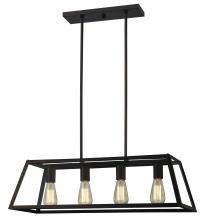 Canarm ICH480A04ORB30 - Flynn, 4 Lt Rod Chandelier, Clear Glass, 100W Type A, 30&#34; x (15 1/2&#34; - 57 1/2&#34;)