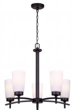 Canarm ICH326A05BK - Portia, ICH326A05BK, MBK Color, 5 Lt Chandelier, Flat Opal Glass, 60W Type A, 22&#34; W x 21&#34; H