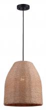 Canarm IPL785B01BKR - AUBRIE, IPL785B01BKR, MBK + Rope Color, 1 Lt Cord Pendant, 60W Type A, 12&#34; W x 16.75 - 64.75&#34