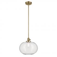 Kichler 43911NBR - Avery 14&#34; 1-Light Globe Pendant with Clear Seeded Glass in Natural Brass