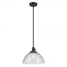 Kichler 43912BK - Avery 11&#34; 1-Light Dome Pendant with Clear Seeded Glass in Black