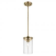 Kichler 43996NBR - Crosby 10.75&#34; 1-Light Mini Pendant with Clear Glass in Natural Brass