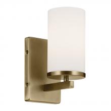 Kichler 45495NBR - Crosby 4.5&#34; 1-Light Wall Sconce with Satin Etched Cased Opal Glass in Natural Brass