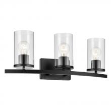 Kichler 45497BKCLR - Crosby 23&#34; 3-Light Vanity Light with Clear Glass in Black