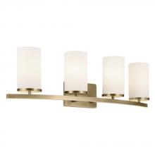 Kichler 45498NBR - Crosby 31.25&#34; 4-Light Vanity Light with Satin Etched Cased Opal Glass in Natural Brass