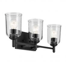 Kichler 45574BKCLR - Shailene 21&#34; 3-Light Vanity Light with Clear Glass in Black