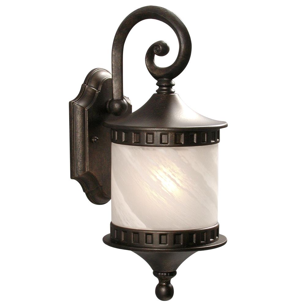 Outdoor Cast Aluminum Lantern - Antique Gold w/ Marbled Glass