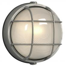  305011SA - Cast Aluminum Marine Light with Guard - Satin Aluminum w/ Frosted Glass