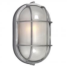  305013SA - Cast Aluminum Marine Light with Guard - Satin Aluminum w/ Frosted Glass