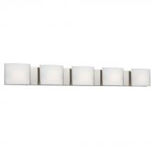  723300BN - 5-Light Vanity Brushed Nickel with Curved Satin White Glass Shades