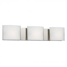  723308BN - 3-Light Vanity Brushed Nickel with Curved Satin White Glass Shades