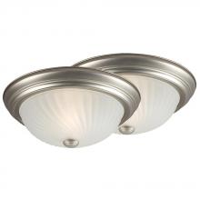 Galaxy Lighting HW635279PT/2 - 13&#34; 2-Light Flush Mount in Pewter with Frosted Swirl Glass (Twin Pack)