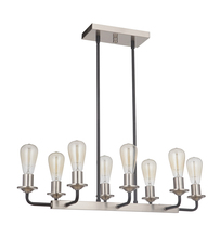 Craftmade 50378-FBBNK - Randolph 8 Light Island in Flat Black/Brushed Polished Nickel