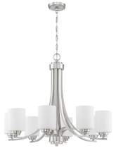 Craftmade 50528-BNK-WG - Bolden 8 Light Chandelier in Brushed Polished Nickel (White Glass)