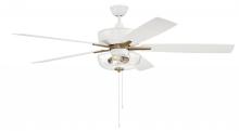 Craftmade S101WSB5-60WWOK - 60&#34; Super Pro 101 in White/Satin Brass w/ White/Washed Oak Blades