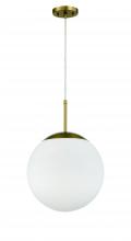 Craftmade 56893-SB-WG - Gaze 1 Light 14&#34; Pendant in Satin Brass (White Glass)